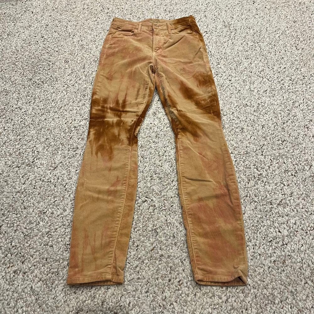 Mother High Waisted Looker Corduroy Pants Tie Dye Sz 24 Gold